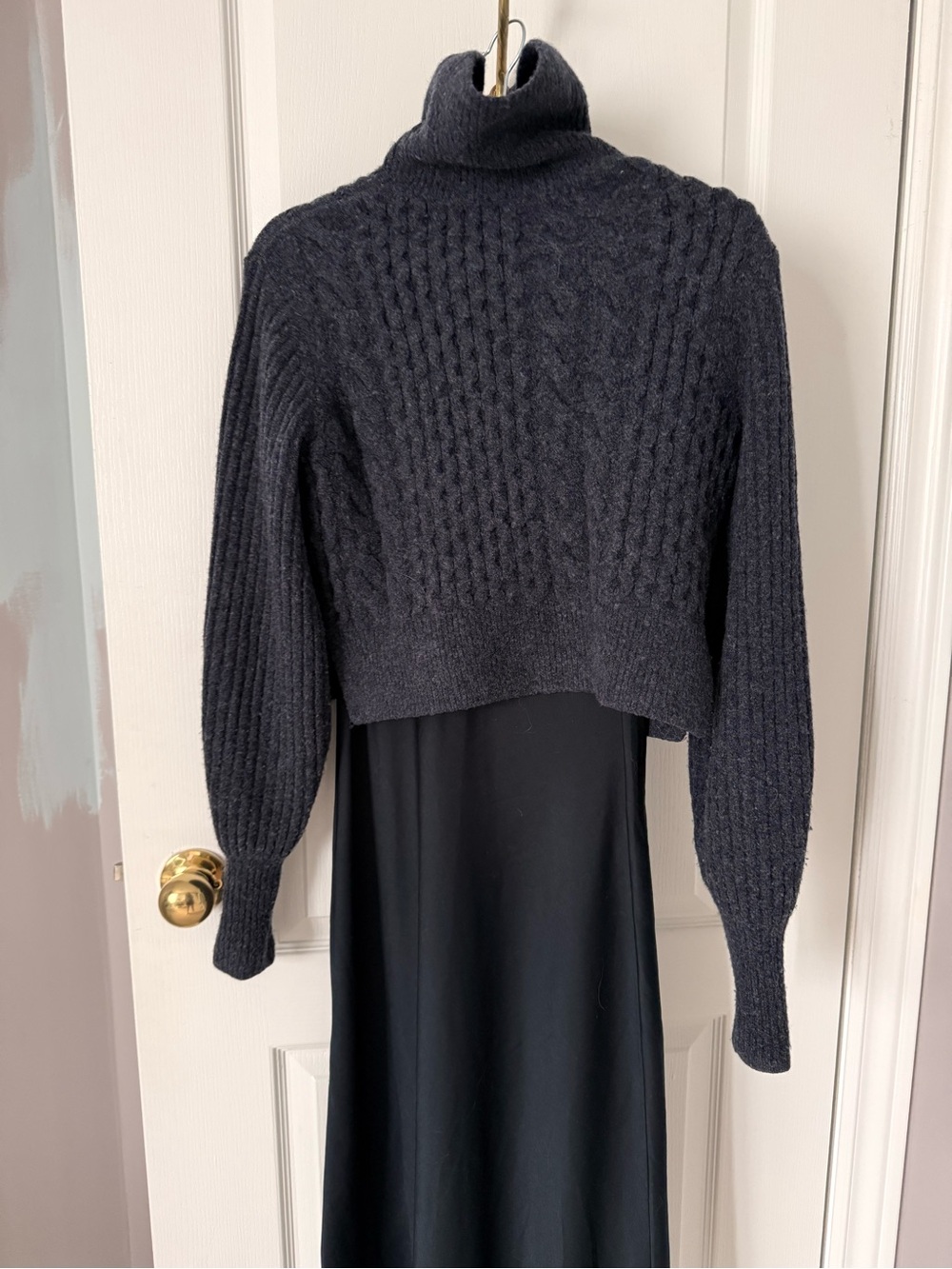 AllSaints Navy Rib Knit 2 in 1 dress Sweater